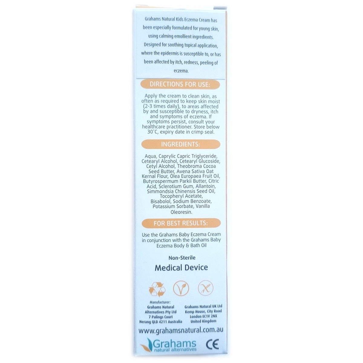 Grahams Natural Baby Eczema Cream 75g