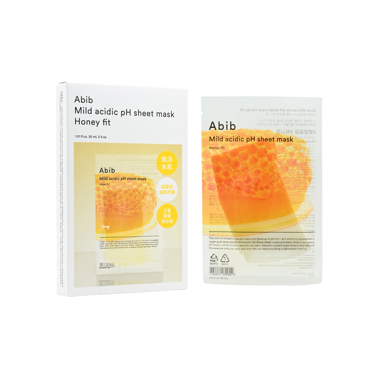 Abib Mild acidic pH sheet mask - Honey fit 5pcs