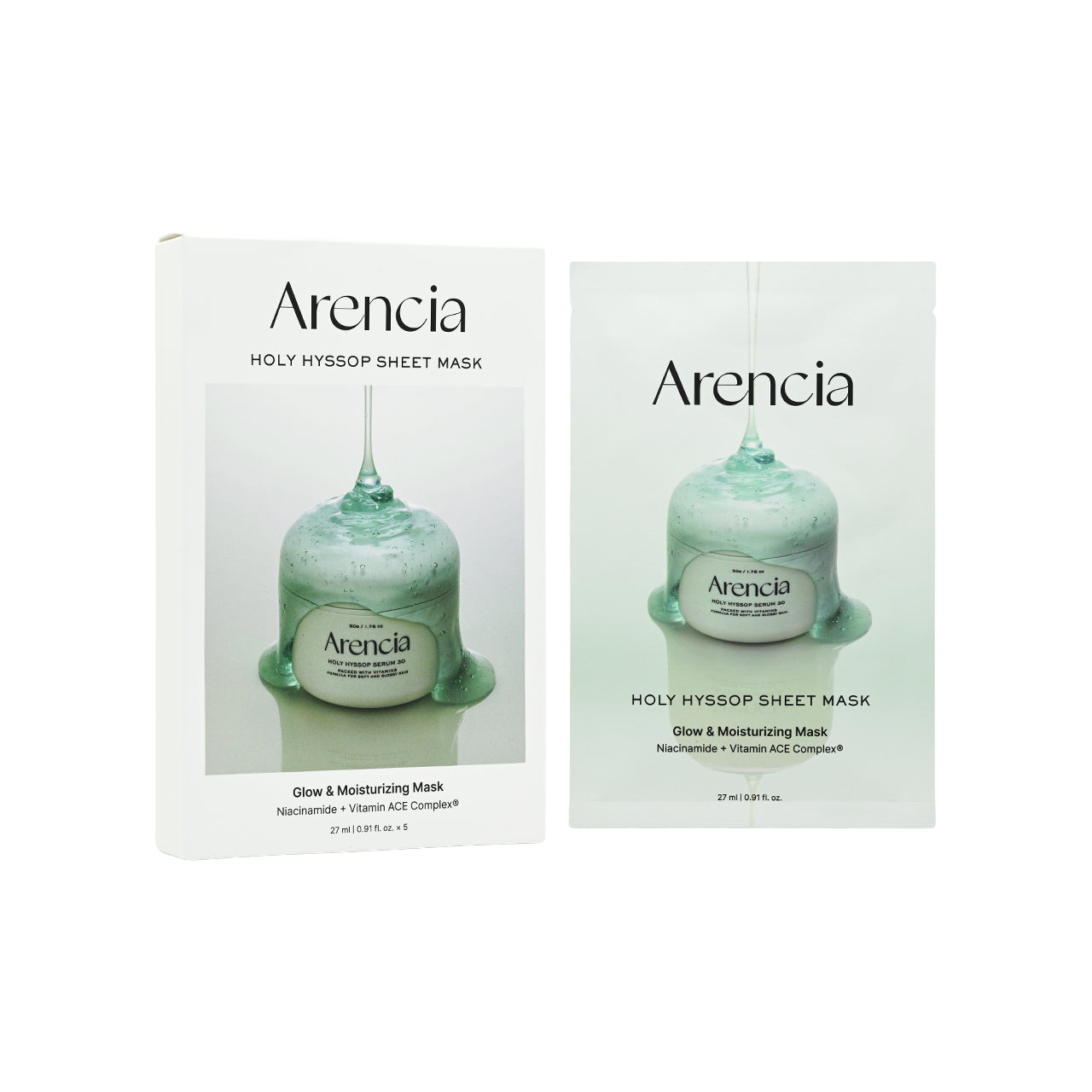 Arencia 聖牛膝草草亮白精華面膜 27毫升×5片裝