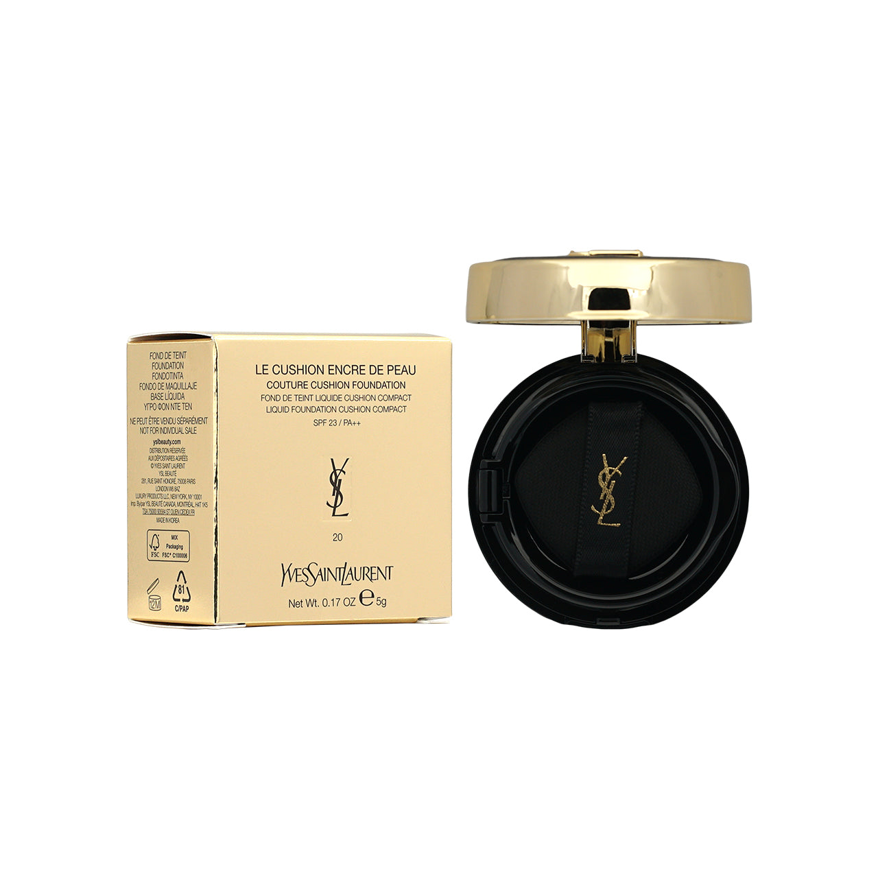Yves Saint Laurent 昇級版輕透無重羽毛氣墊粉底 SPF 23PA++ #20 5g 