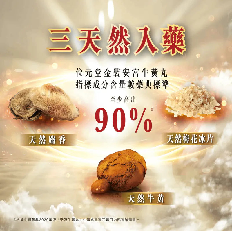 Wai Yuen Tong 位元堂 金裝安宮牛黃丸1粒裝 | 100%香港製造
