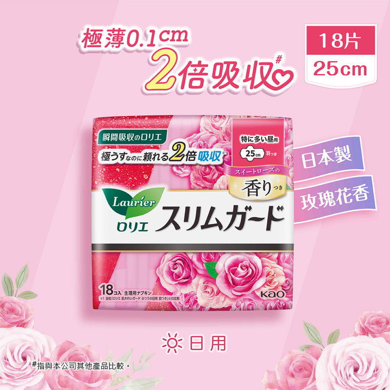 Laurier 樂而雅 零感特薄日用 玫瑰花香 25cm 18片