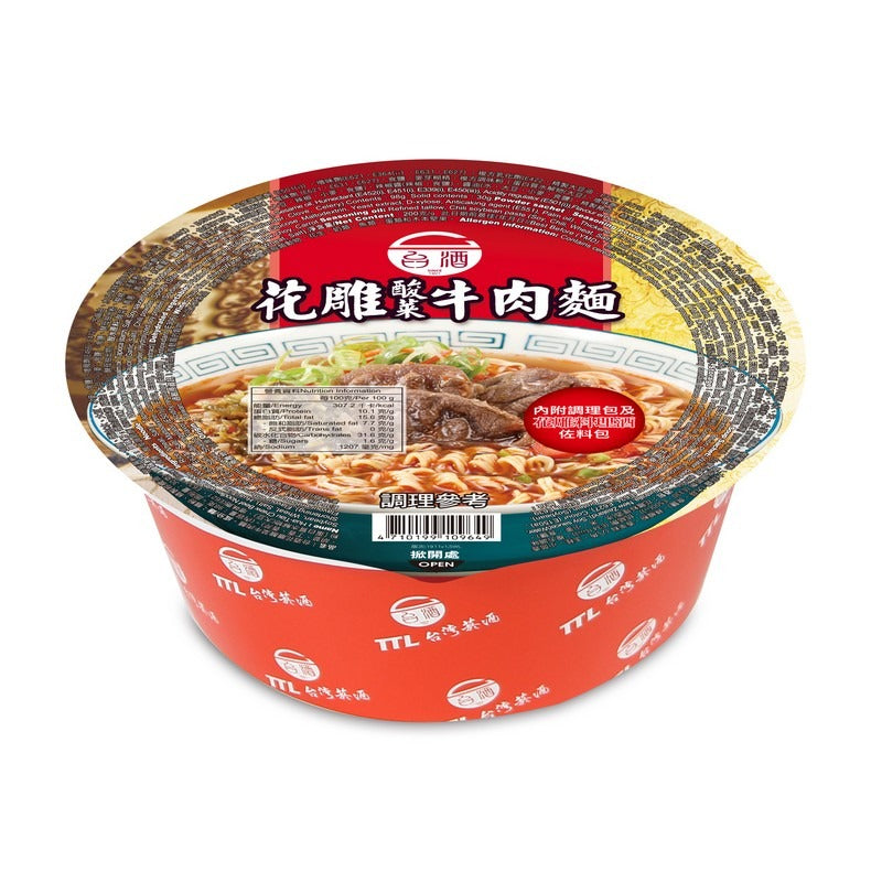 台酒花雕酸菜牛肉碗麵 200G